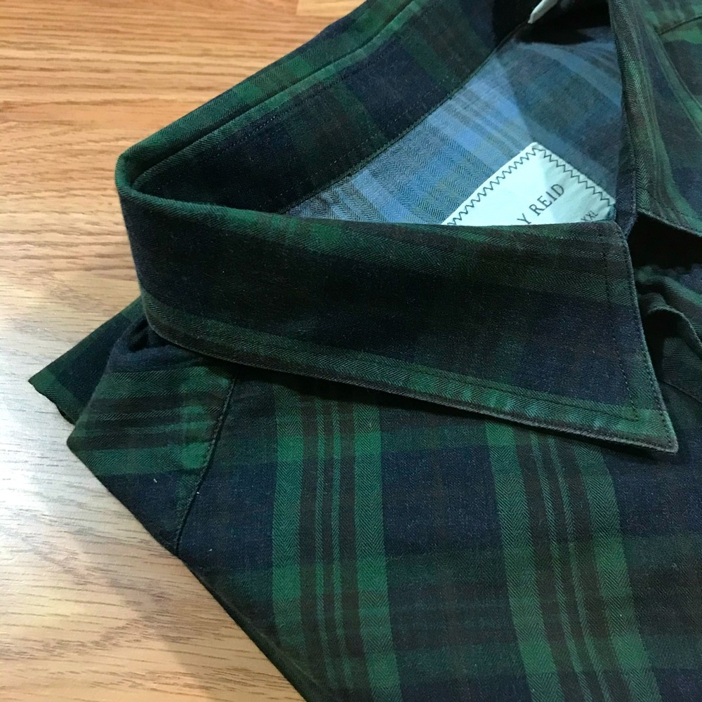 Billy Reid Blue and Green Plaid LS Button Up Shirt